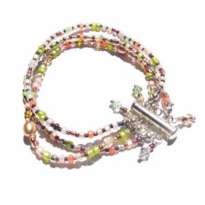 Boho Gypsy Beaded Bracelet Pearls Summer Hues